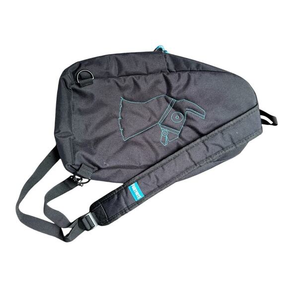 Fortnite Amplify Llama Black & Blue Sling Bag School BackPack Removable Patches - Picture 5 of 6
